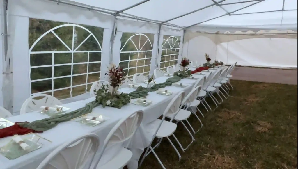 20x40 tent walls with table and chair rentals