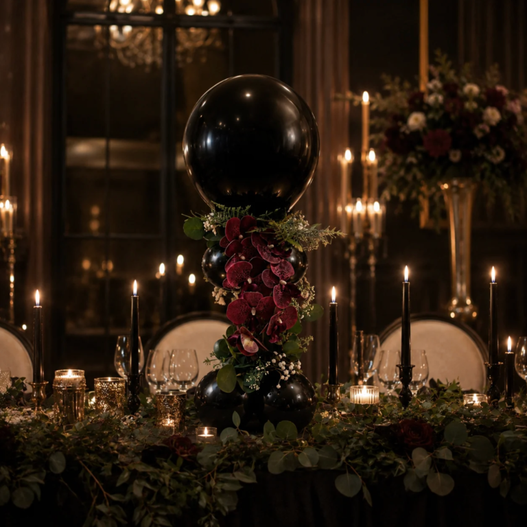 Balloon and floral centerpiece